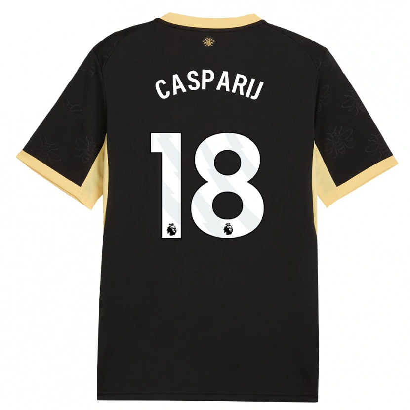 Danxen Niño Camiseta Kerstin Casparij #18 Negro Amarillo 2ª Equipación 2026/27 La Camisa