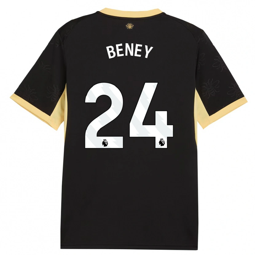 Danxen Niño Camiseta Iman Beney #24 Negro Amarillo 2ª Equipación 2026/27 La Camisa