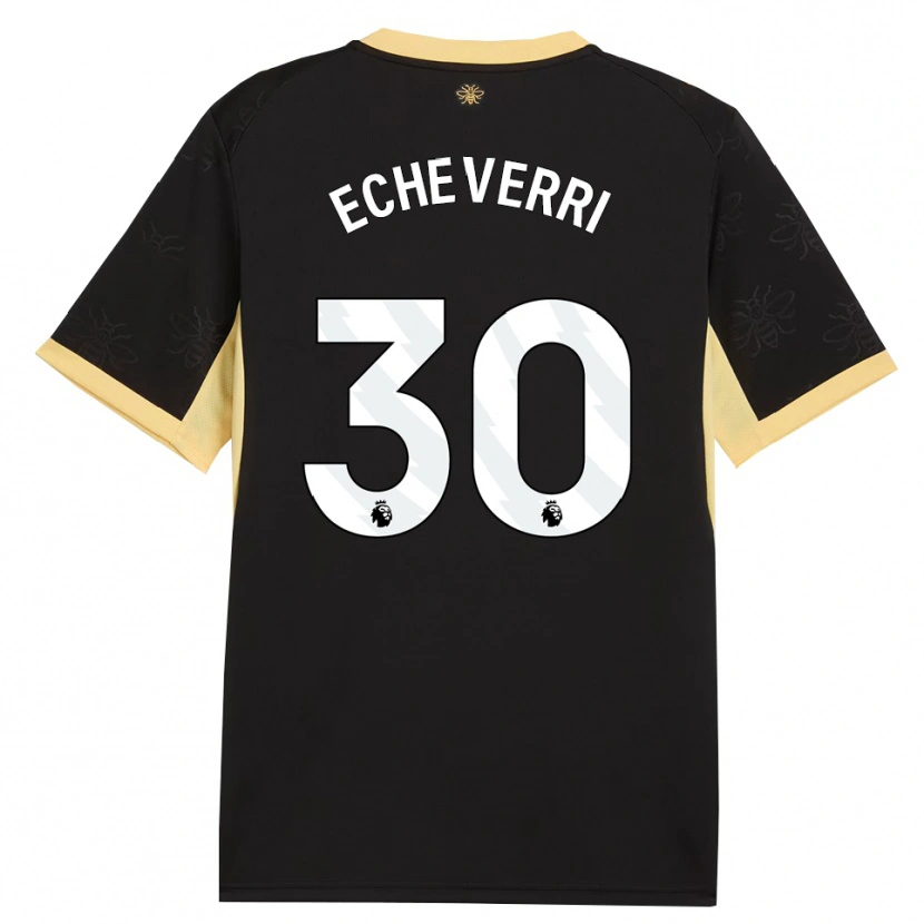 Danxen Niño Camiseta Claudio Echeverri #30 Negro Amarillo 2ª Equipación 2026/27 La Camisa