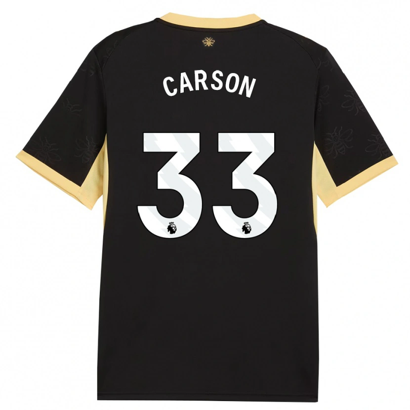 Danxen Niño Camiseta Scott Carson #33 Negro Amarillo 2ª Equipación 2026/27 La Camisa