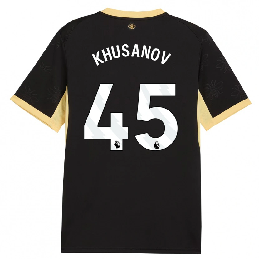 Danxen Niño Camiseta Abdukodir Khusanov #45 Negro Amarillo 2ª Equipación 2026/27 La Camisa