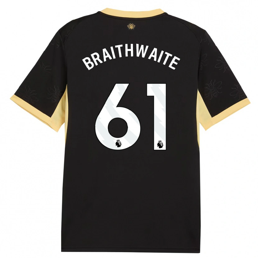 Danxen Niño Camiseta Kaden Braithwaite #61 Negro Amarillo 2ª Equipación 2026/27 La Camisa