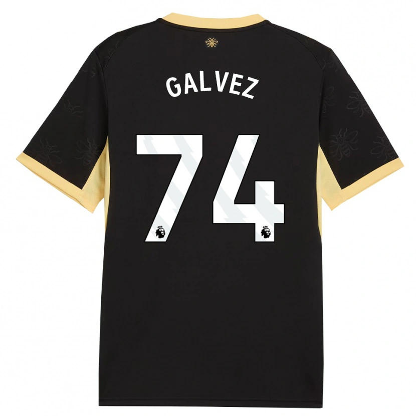 Danxen Niño Camiseta Tomas Galvez #74 Negro Amarillo 2ª Equipación 2026/27 La Camisa