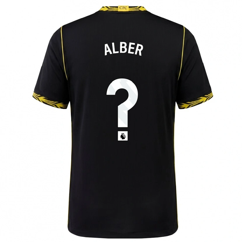 Danxen Niño Camiseta Mara Alber #0 Negro Amarillo 2ª Equipación 2026/27 La Camisa