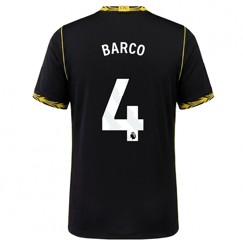 Danxen Niño Camiseta Valentín Barco #4 Negro Amarillo 2ª Equipación 2026/27 La Camisa