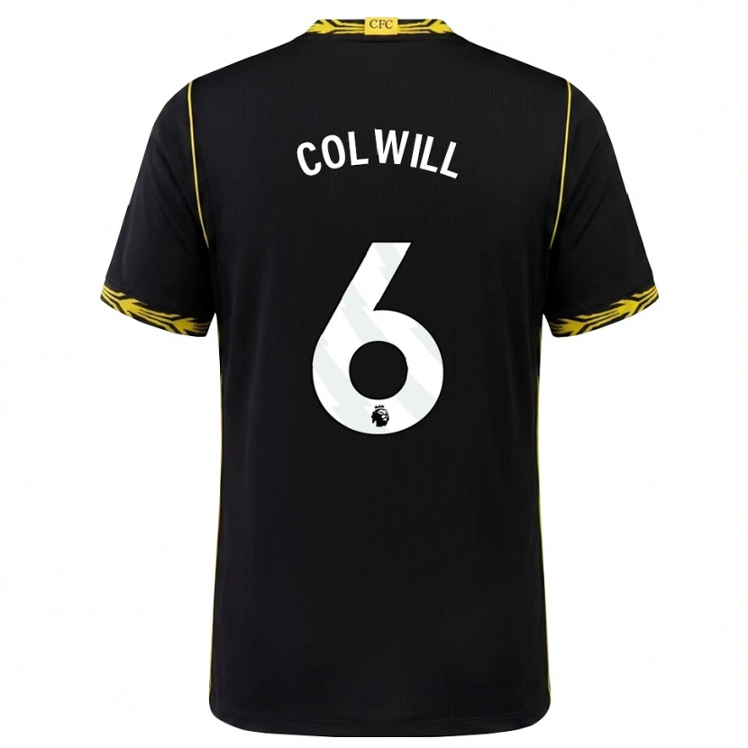 Danxen Niño Camiseta Levi Colwill #6 Negro Amarillo 2ª Equipación 2026/27 La Camisa
