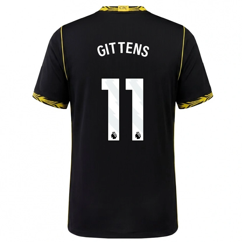 Danxen Niño Camiseta Jamie Gittens #11 Negro Amarillo 2ª Equipación 2026/27 La Camisa