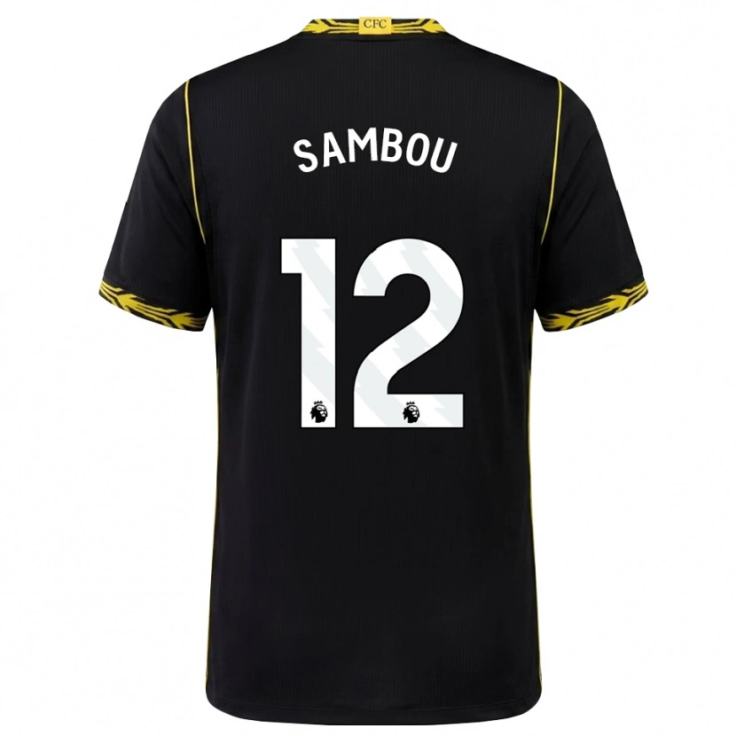 Danxen Niño Camiseta Gabriel Sambou #12 Negro Amarillo 2ª Equipación 2026/27 La Camisa
