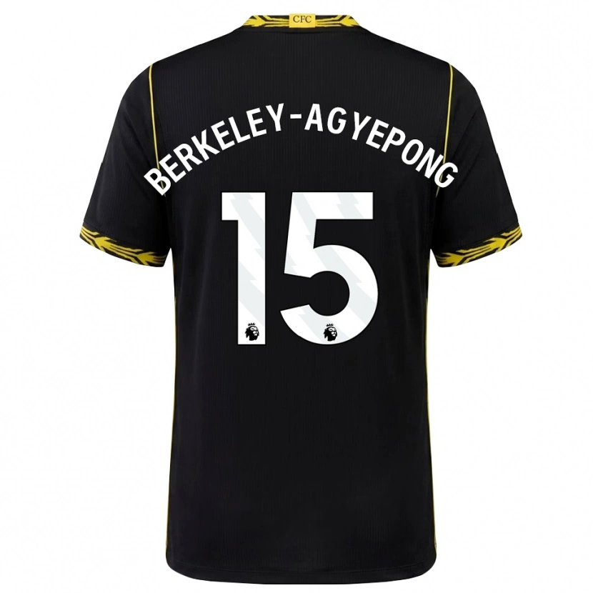 Danxen Niño Camiseta Jeremiah Berkeley-Agyepong #15 Negro Amarillo 2ª Equipación 2026/27 La Camisa