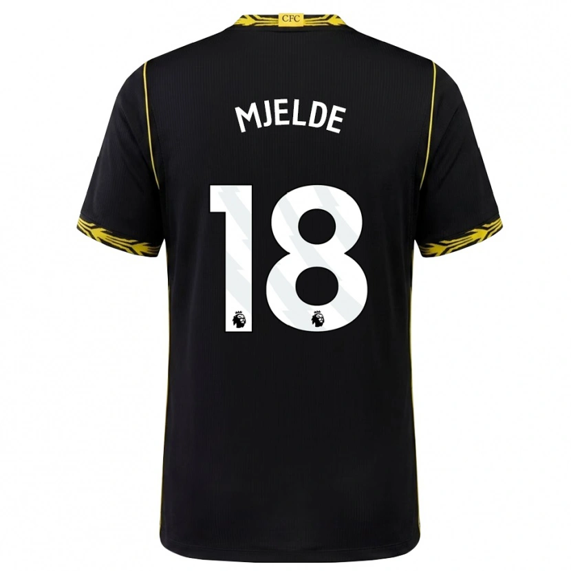 Danxen Niño Camiseta Maren Mjelde #18 Negro Amarillo 2ª Equipación 2026/27 La Camisa