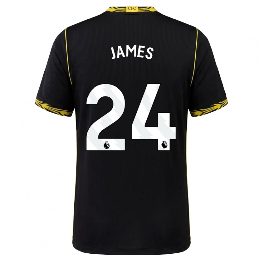 Danxen Niño Camiseta Reece James #24 Negro Amarillo 2ª Equipación 2026/27 La Camisa