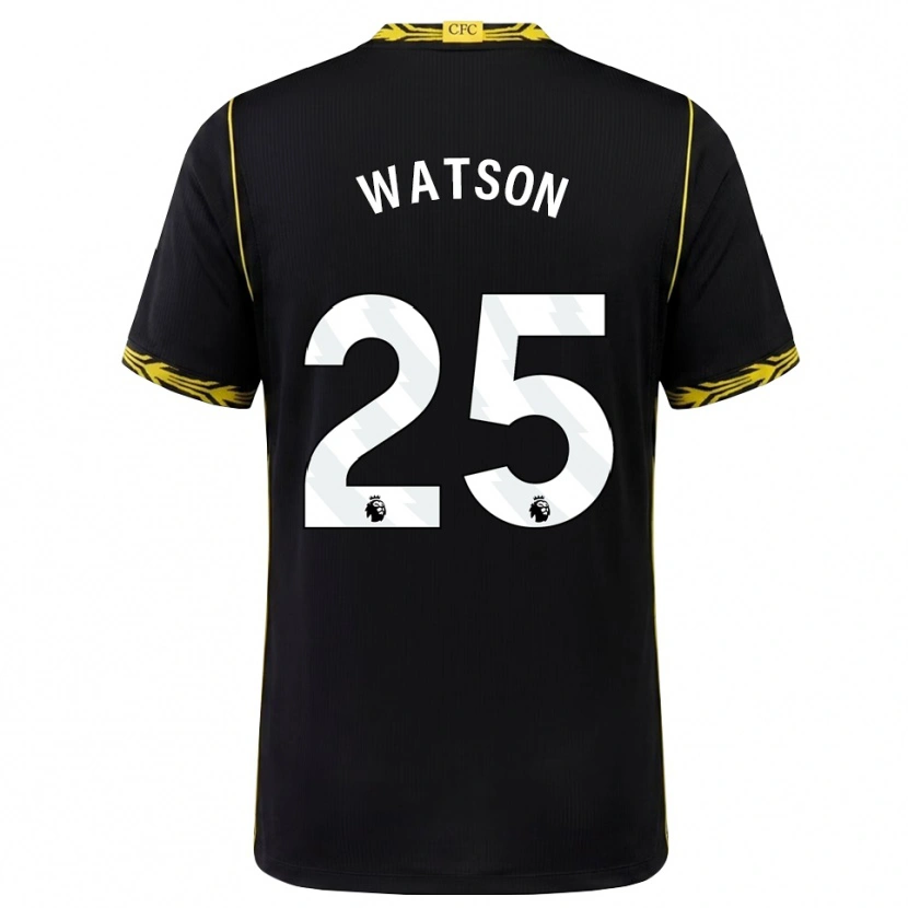 Danxen Niño Camiseta Lucy Watson #25 Negro Amarillo 2ª Equipación 2026/27 La Camisa