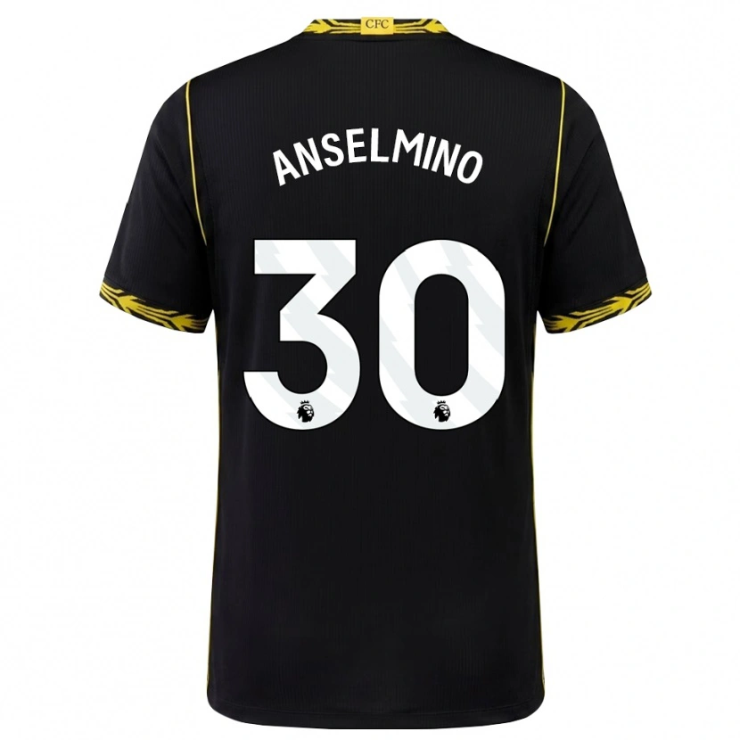 Danxen Niño Camiseta Aarón Anselmino #30 Negro Amarillo 2ª Equipación 2026/27 La Camisa