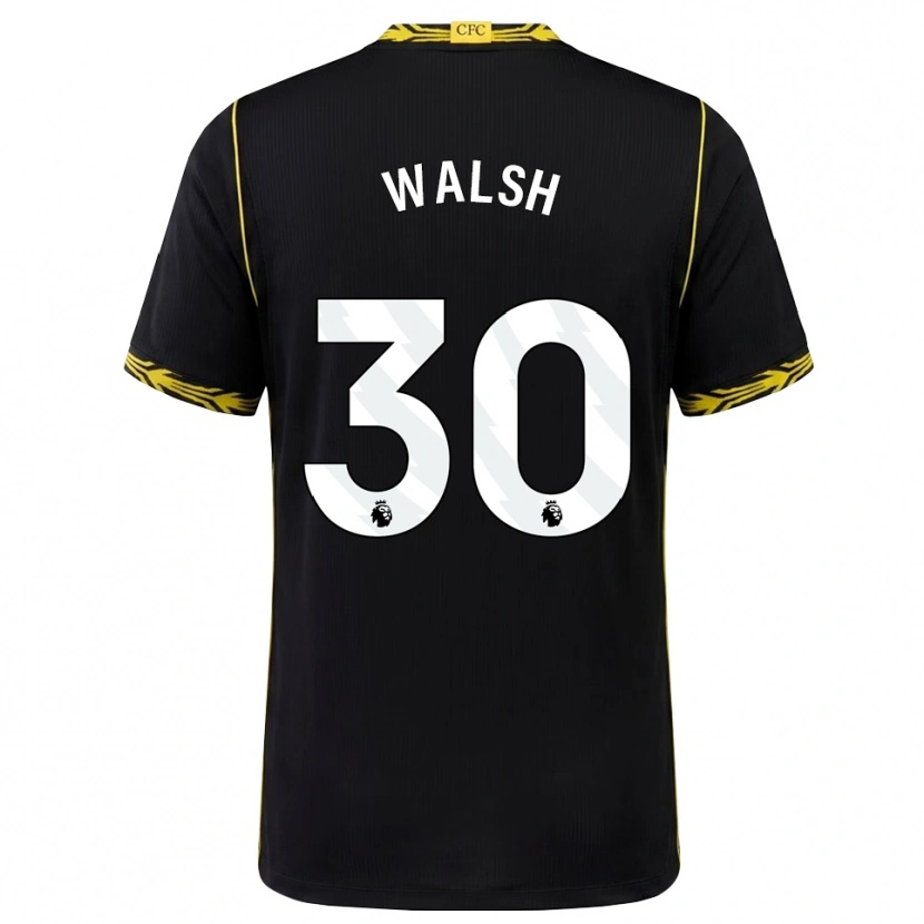 Danxen Niño Camiseta Keira Walsh #30 Negro Amarillo 2ª Equipación 2026/27 La Camisa