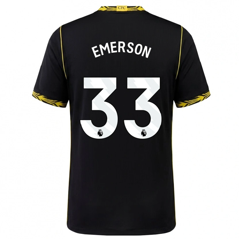 Danxen Niño Camiseta Emerson #33 Negro Amarillo 2ª Equipación 2026/27 La Camisa