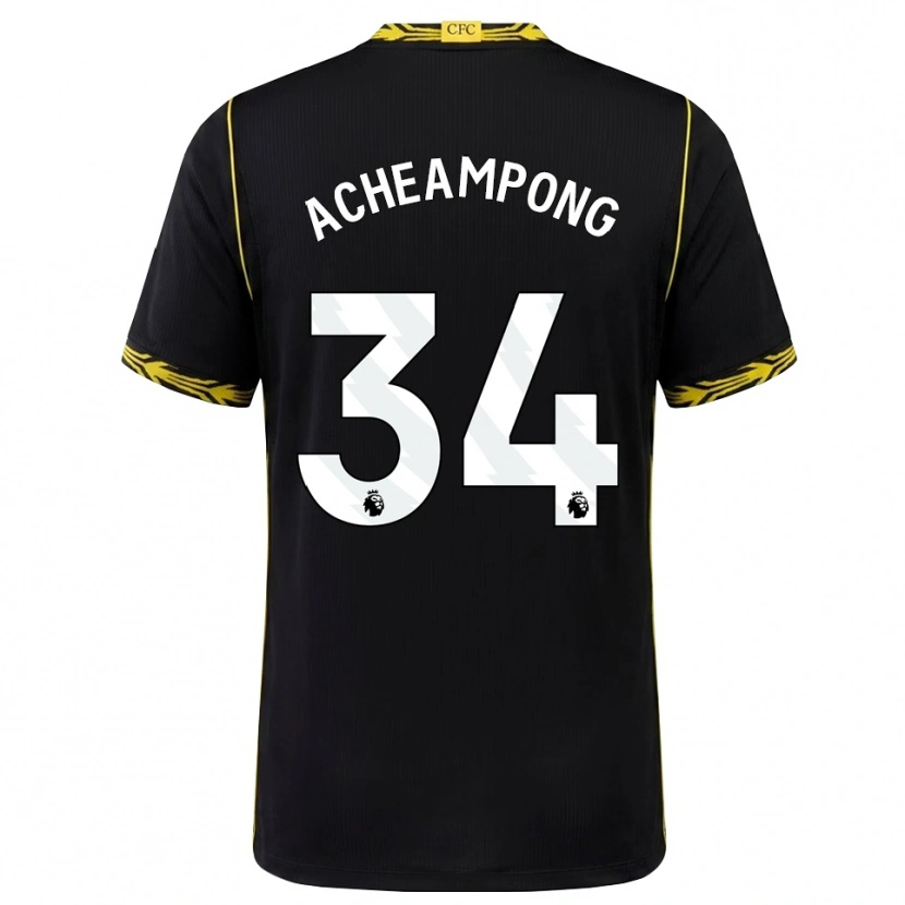 Danxen Niño Camiseta Josh Acheampong #34 Negro Amarillo 2ª Equipación 2026/27 La Camisa