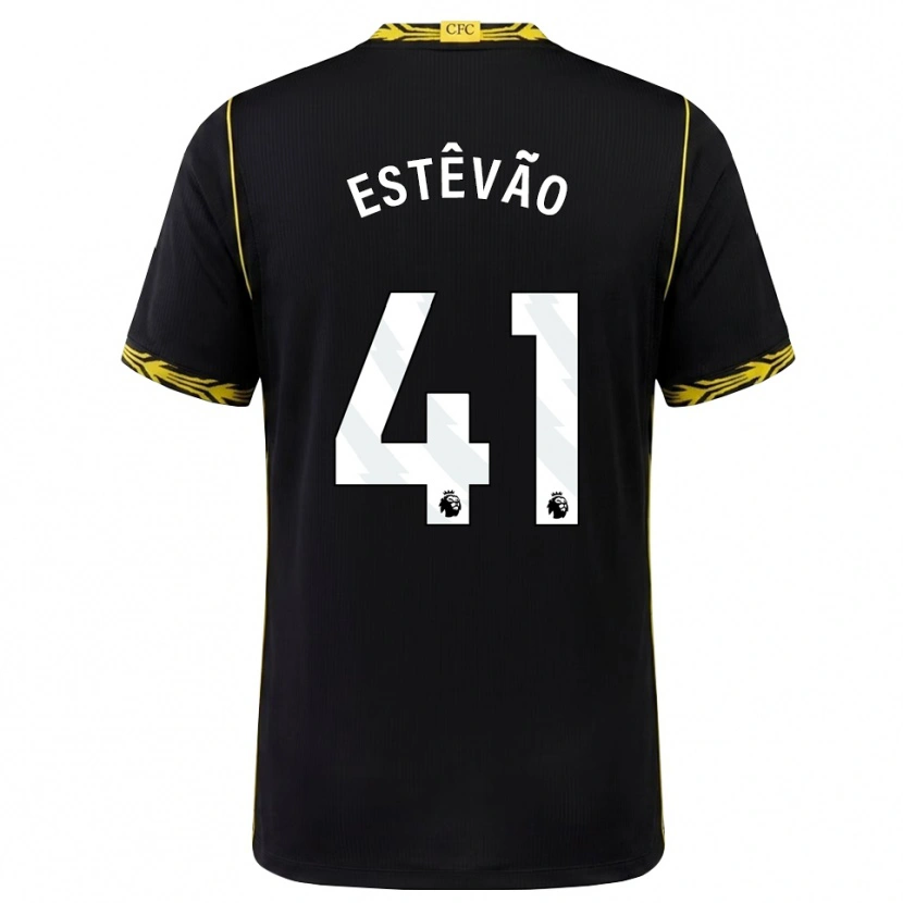 Danxen Niño Camiseta Estêvão Willian Almeida De Oliveira Gonçalves #41 Negro Amarillo 2ª Equipación 2026/27 La Camisa