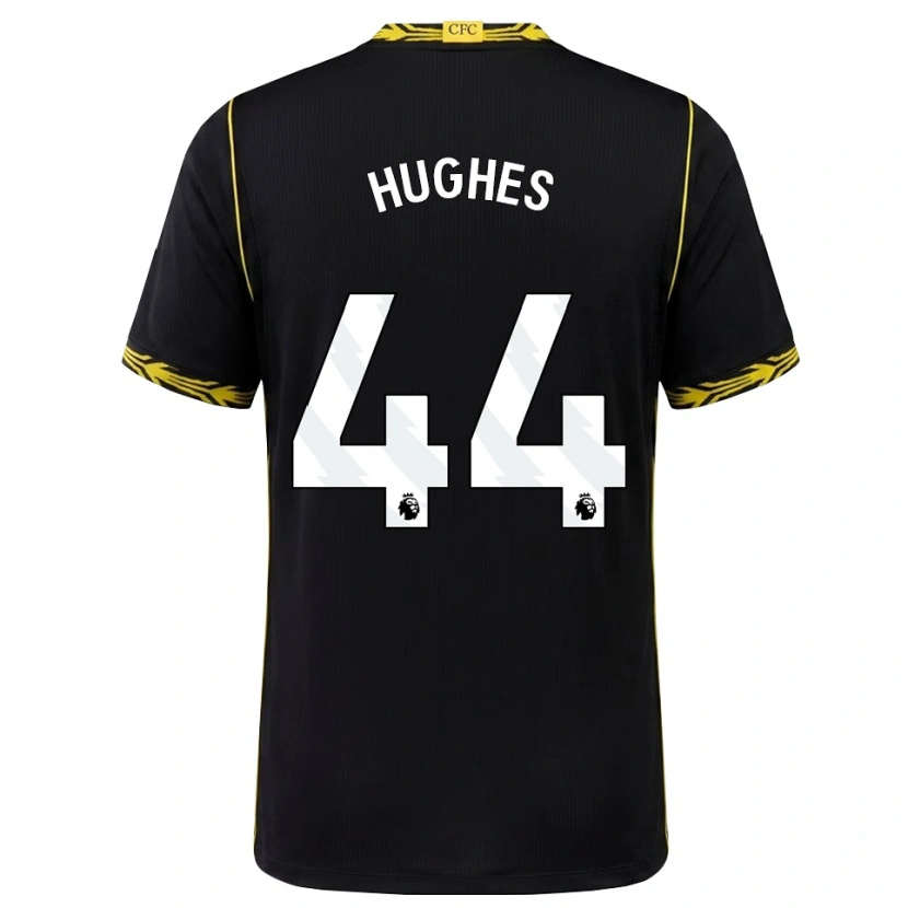 Danxen Niño Camiseta Brodi Hughes #44 Negro Amarillo 2ª Equipación 2026/27 La Camisa