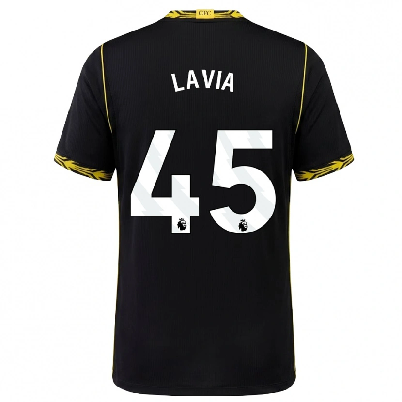 Danxen Niño Camiseta Roméo Lavia #45 Negro Amarillo 2ª Equipación 2026/27 La Camisa