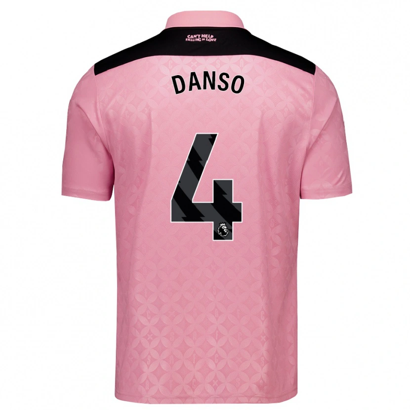 Danxen Niño Camiseta Kevin Danso #4 Rosaclaro Negro 2ª Equipación 2026/27 La Camisa