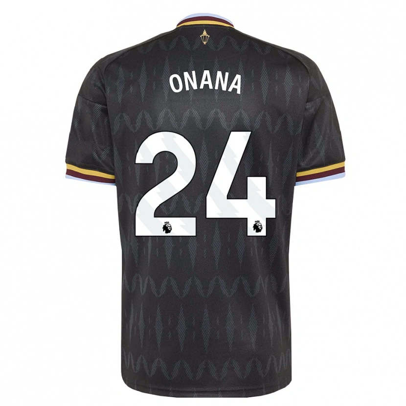 Danxen Niño Camiseta Amadou Onana #24 Azulaciano Negro Amarillo 2ª Equipación 2026/27 La Camisa