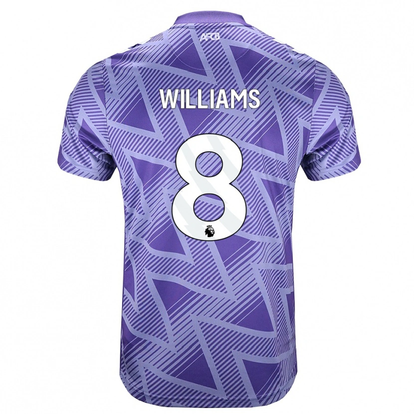 Danxen Niño Camiseta Phoebe Williams #8 Rojovioletapálido Blanco 2ª Equipación 2026/27 La Camisa