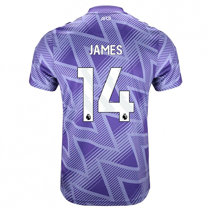 Danxen Niño Camiseta Katie James #14 Rojovioletapálido Blanco 2ª Equipación 2026/27 La Camisa