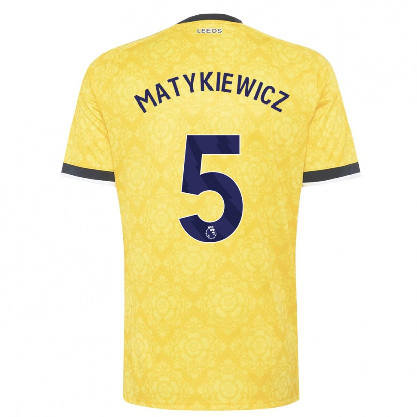 Danxen Niño Camiseta Luke Matykiewicz #5 Amarillo Blanco Negro 2ª Equipación 2026/27 La Camisa