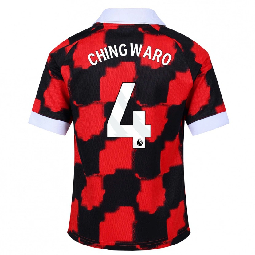 Danxen Niño Camiseta Seth Chingwaro #4 Rojo Blanco Negro 2ª Equipación 2026/27 La Camisa