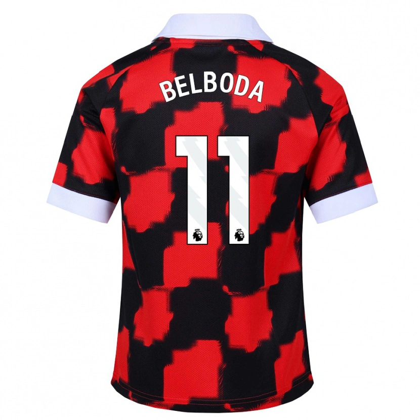 Danxen Niño Camiseta Malachai Belboda #11 Rojo Blanco Negro 2ª Equipación 2026/27 La Camisa