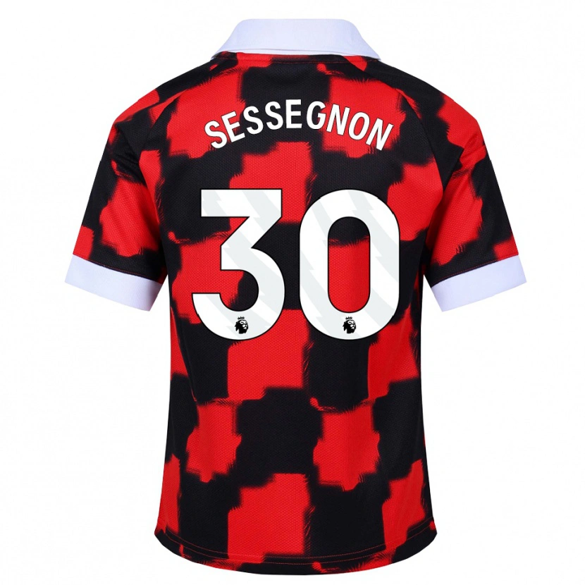 Danxen Niño Camiseta Ryan Sessegnon #30 Rojo Blanco Negro 2ª Equipación 2026/27 La Camisa