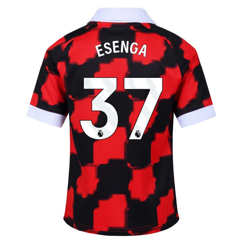 Danxen Niño Camiseta Jonathan Esenga #37 Rojo Blanco Negro 2ª Equipación 2026/27 La Camisa