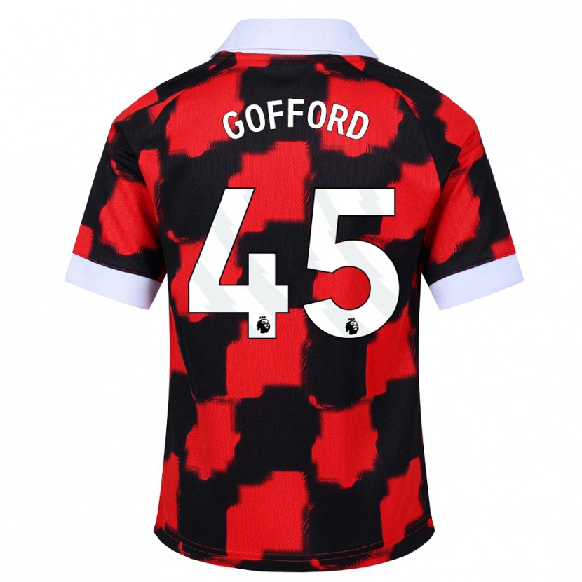 Danxen Niño Camiseta Oliver Gofford #45 Rojo Blanco Negro 2ª Equipación 2026/27 La Camisa