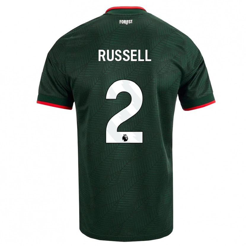 Danxen Niño Camiseta Blaine Russell #2 Verdeoscuro Rojo 2ª Equipación 2026/27 La Camisa