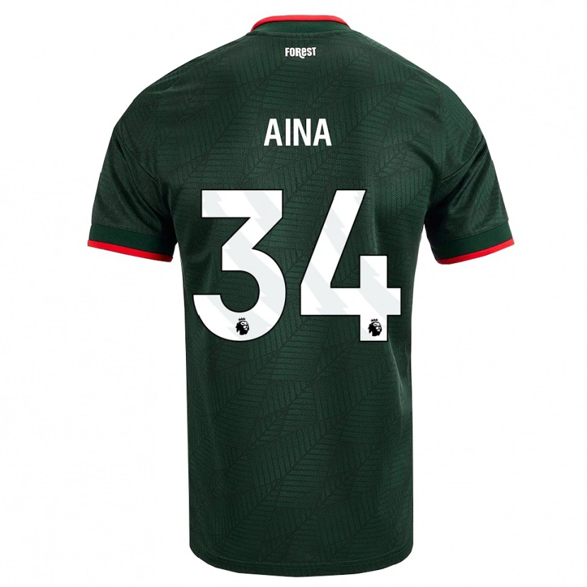 Danxen Niño Camiseta Ola Aina #34 Verdeoscuro Rojo 2ª Equipación 2026/27 La Camisa