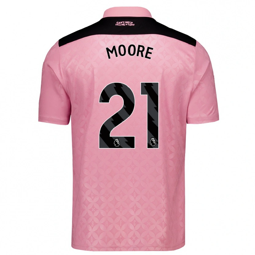 Danxen Niño Camiseta Simon Moore #21 Rosaclaro Negro 2ª Equipación 2026/27 La Camisa