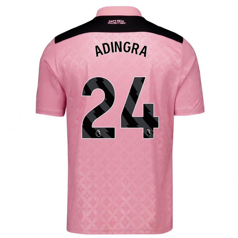 Danxen Niño Camiseta Simon Adingra #24 Rosaclaro Negro 2ª Equipación 2026/27 La Camisa