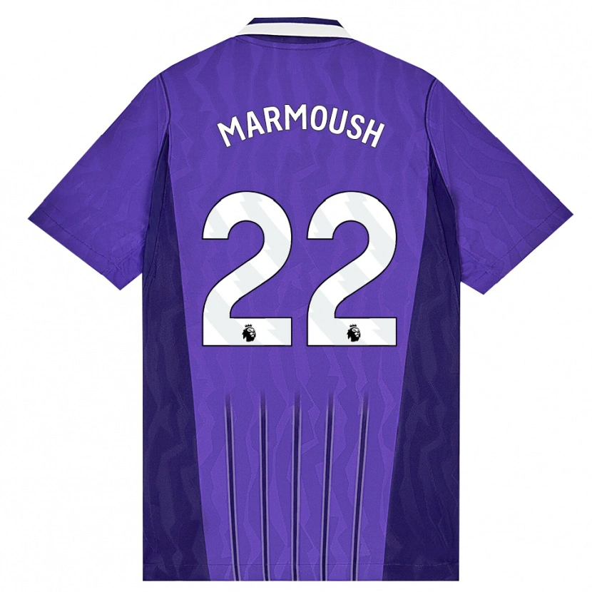 Danxen Niño Camiseta Omar Marmoush #22 Púrpura Blanco Equipación Tercera 2026/27 La Camisa