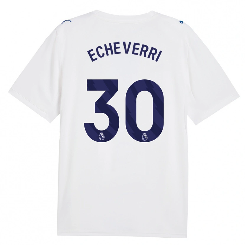 Danxen Niño Camiseta Claudio Echeverri #30 Azulmarino Blanco Equipación Tercera 2026/27 La Camisa