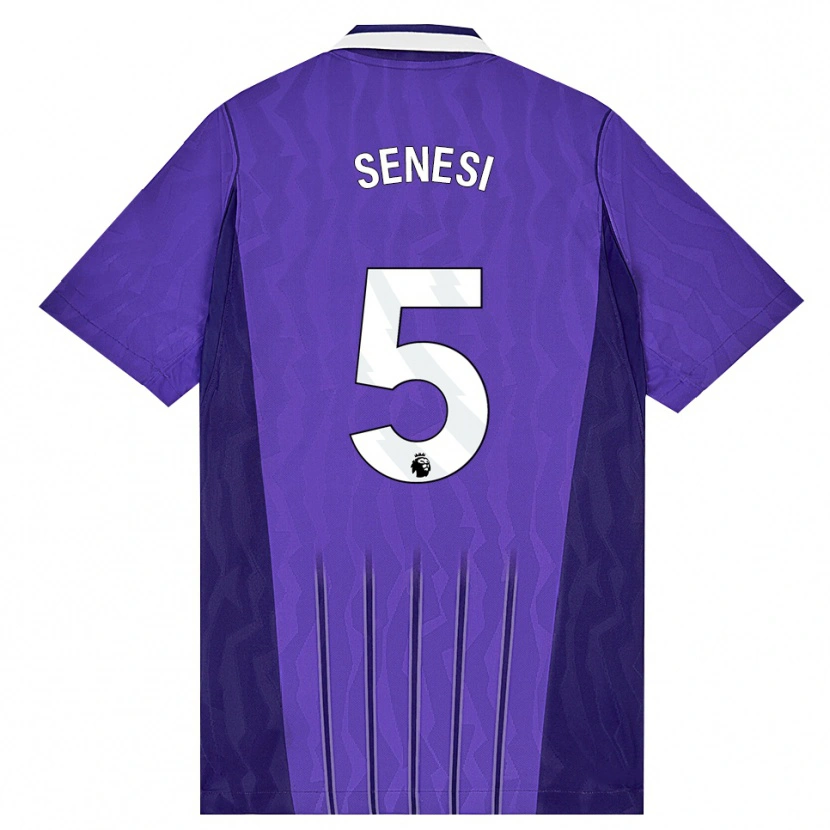 Danxen Niño Camiseta Marcos Senesi #5 Púrpura Blanco Equipación Tercera 2026/27 La Camisa