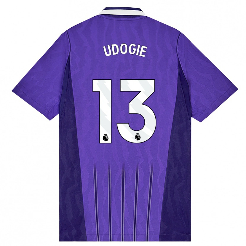 Danxen Niño Camiseta Destiny Udogie #13 Púrpura Blanco Equipación Tercera 2026/27 La Camisa