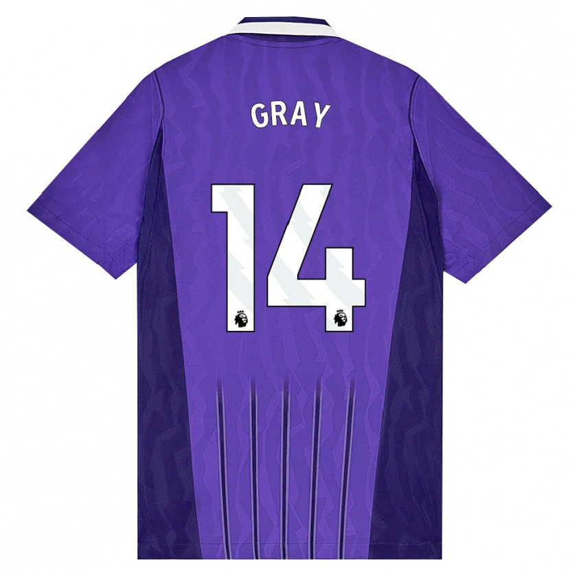 Danxen Niño Camiseta Archie Gray #14 Púrpura Blanco Equipación Tercera 2026/27 La Camisa