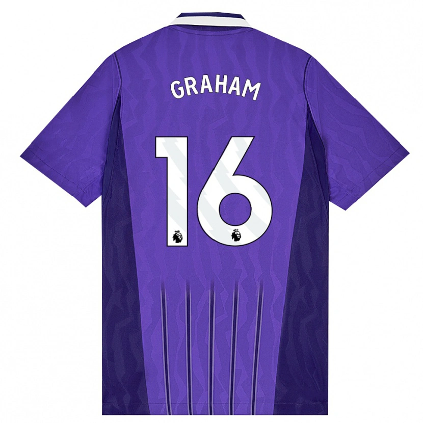 Danxen Niño Camiseta Kit Graham #16 Púrpura Blanco Equipación Tercera 2026/27 La Camisa