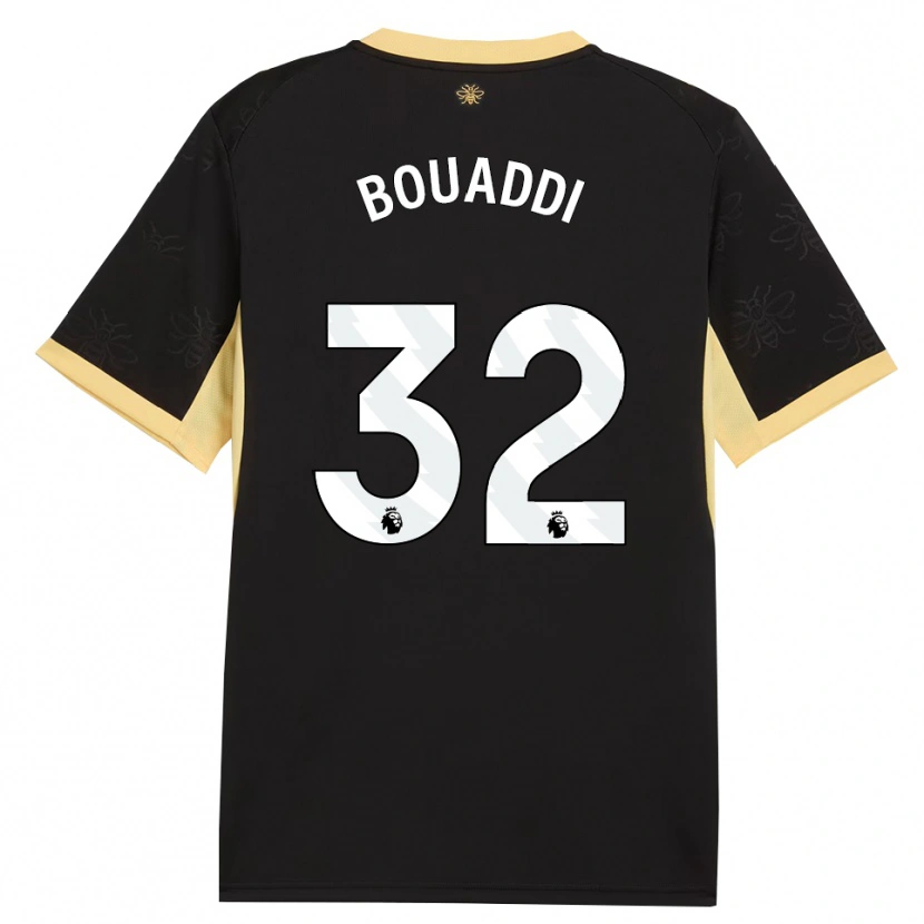 Danxen Niño Camiseta Ayyoub Bouaddi #32 Negro Amarillo 2ª Equipación 2026/27 La Camisa