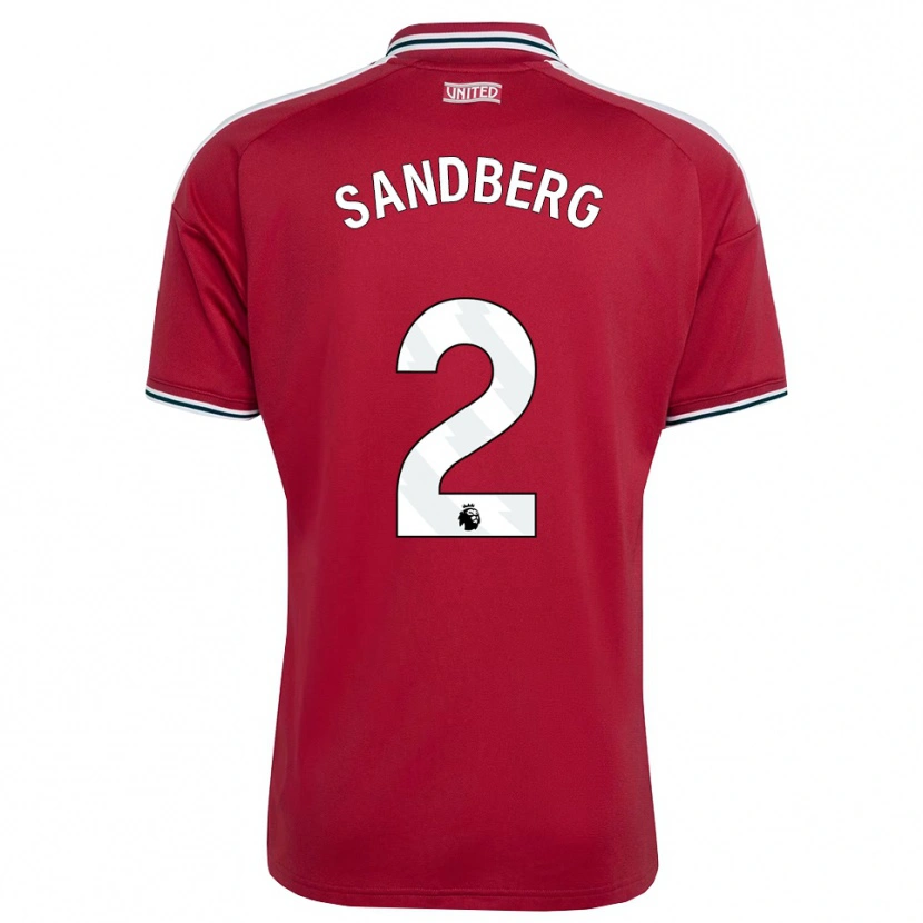 Danxen Hombre Camiseta Anna Sandberg #2 Rojo Amarillo Blanco 1ª Equipación 2026/27 La Camisa