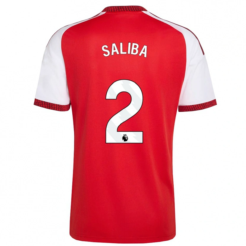 Danxen Hombre Camiseta William Saliba #2 Rojo Blanco Negro 1ª Equipación 2026/27 La Camisa