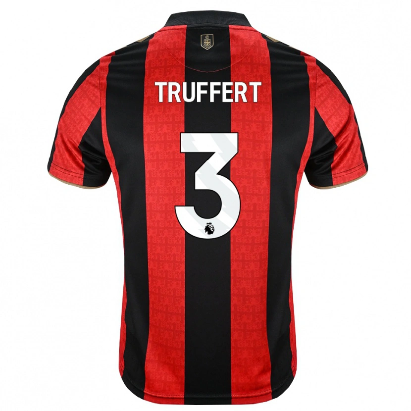Danxen Hombre Camiseta Adrien Truffert #3 Goldenrod Rojo Negro 1ª Equipación 2026/27 La Camisa