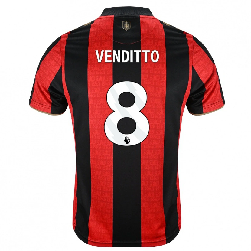 Danxen Hombre Camiseta Olivia Venditto #8 Goldenrod Rojo Negro 1ª Equipación 2026/27 La Camisa