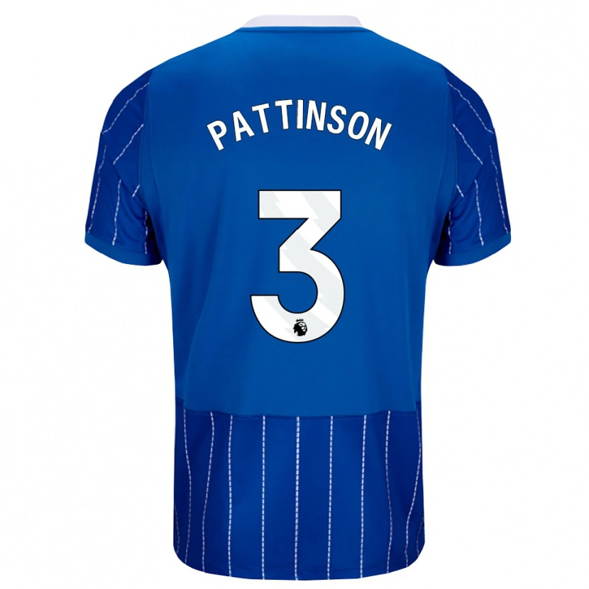 Danxen Hombre Camiseta Poppy Pattinson #3 Azulmedio Blanco 1ª Equipación 2026/27 La Camisa