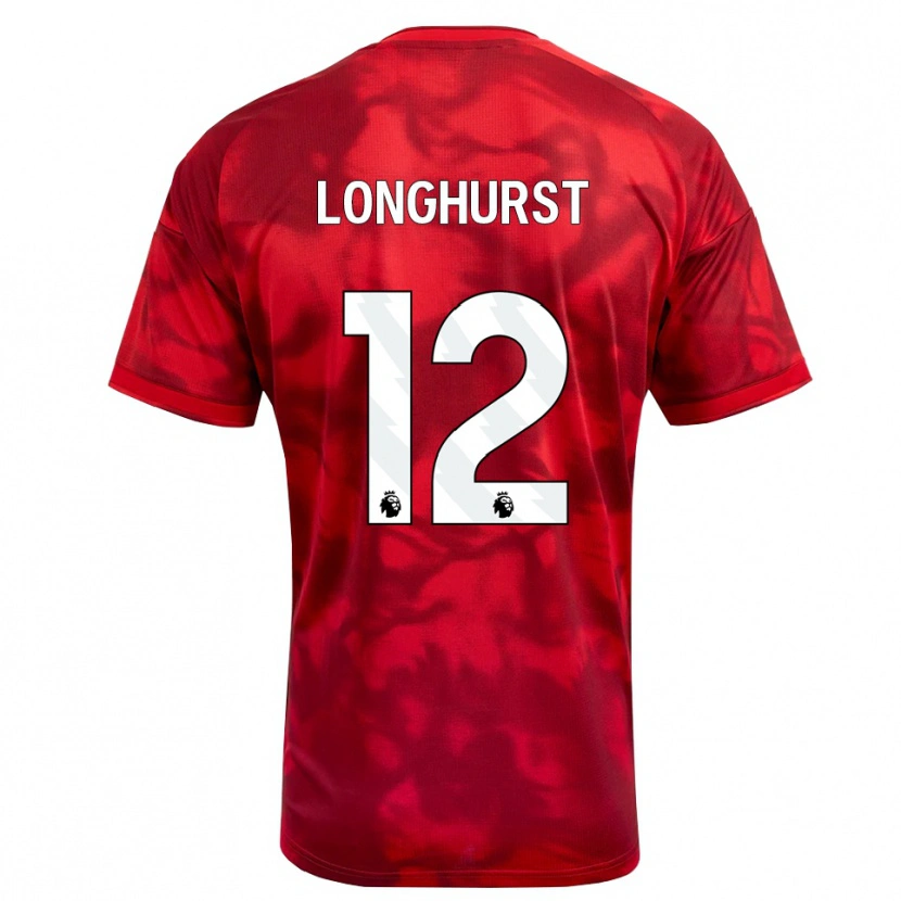 Danxen Hombre Camiseta Kate Longhurst #12 Carmesí Blanco 1ª Equipación 2026/27 La Camisa